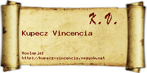 Kupecz Vincencia névjegykártya